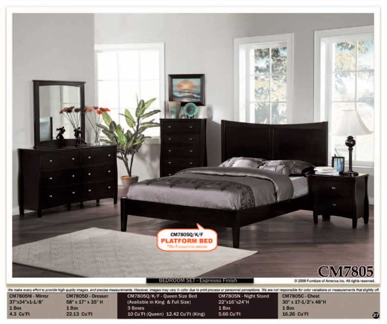 New 5pc Queen Full Wood Contemporary Bedroom Set CM7805